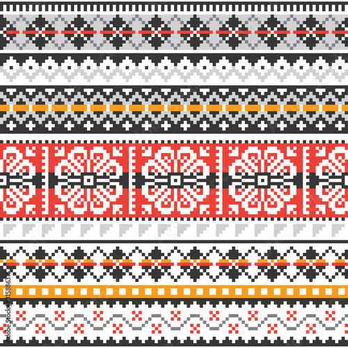 Fair Isle knit traditional vector seamless pattern, Scottush repetitive design, Shetland islands knitting style