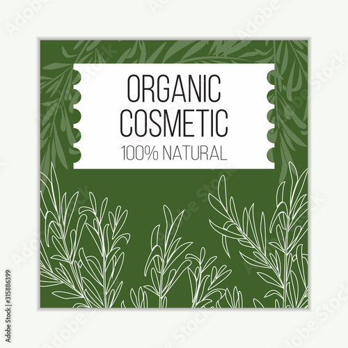 Herbal cosmetics vector card template. Modern illustration for design and web.