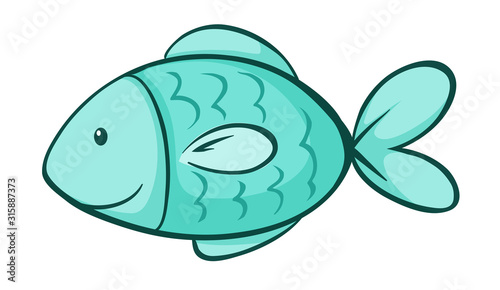 Green fish on white background