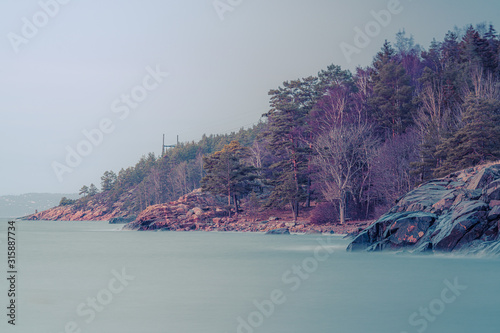 Oslofjord, plaża Krokstrand w Son koło Vestby w gminie Viken w Norwegii, Skandynawia, Europa photo