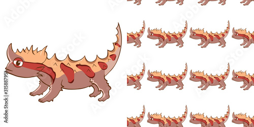 Seamless background design with ugly lizard