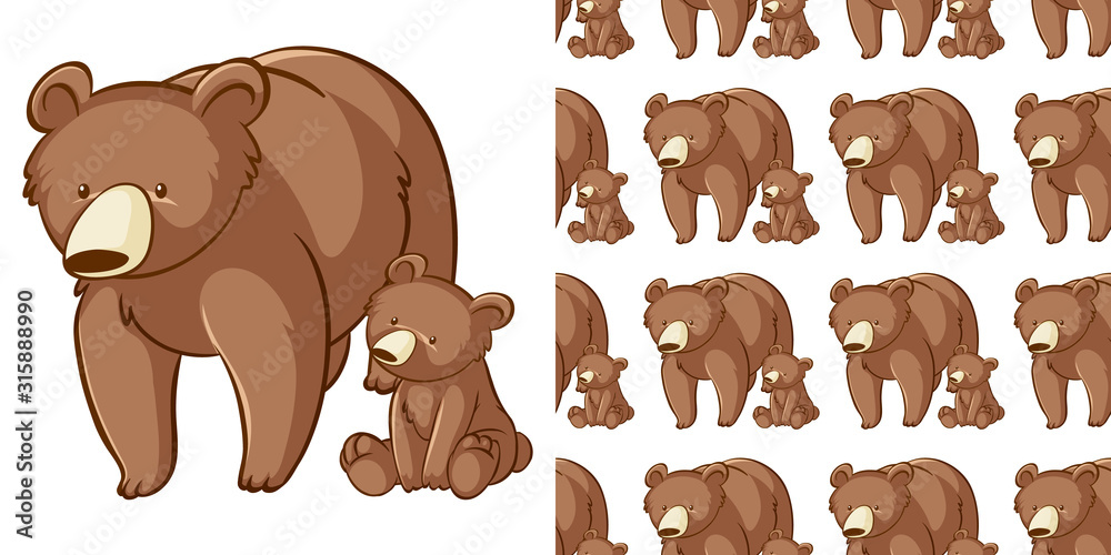 Fototapeta premium Seamless background design with grizzly bear
