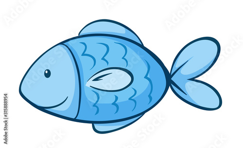 Blue fish on white background