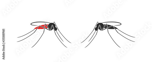 Mosquito logo. Isolated mosquito on white background
