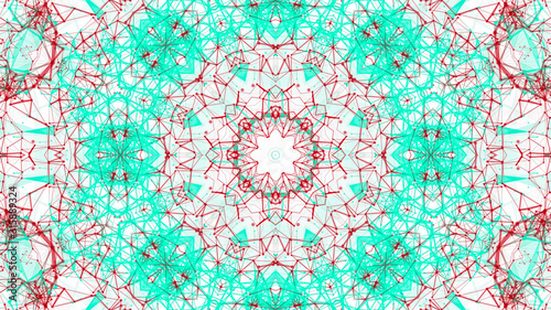 Wallpaper Mural abstract kaleidoscope pattern. red-turquoise shapes on a white background. 3d render illustration. Torontodigital.ca