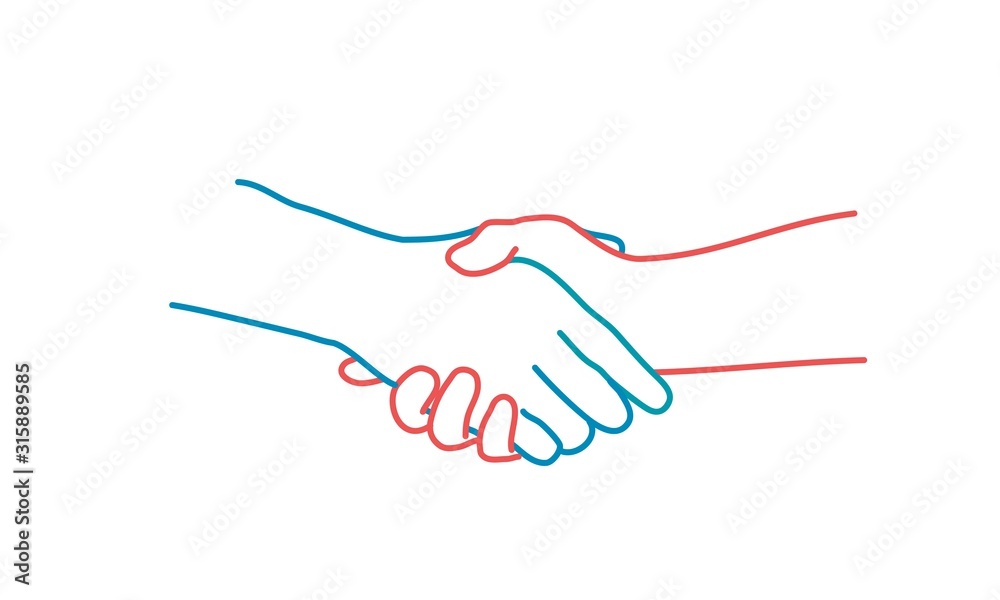 Handshake. Colour line drawing vector illustration. Handshake. Colour line drawing vector illustration.