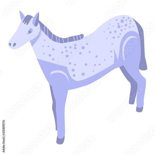 White dotted horse icon. Isometric of white dotted horse vector icon for web design isolated on white background