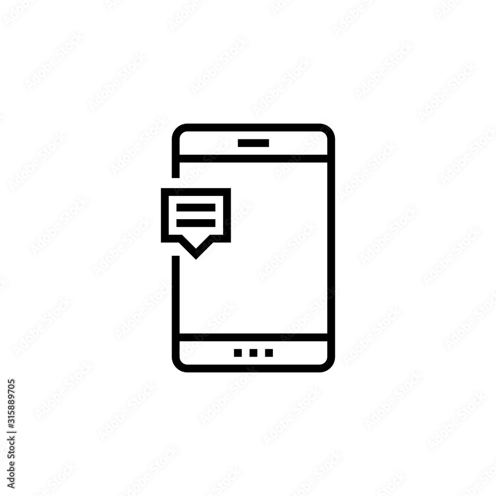 message phone icon - message phone isolated,chat smartphone illustration - Vector speech bubble. Stock vector illustration isolated on white background