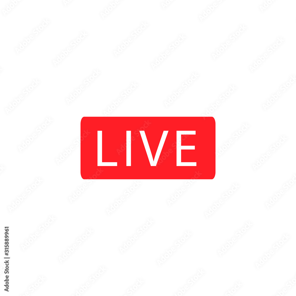 Fototapeta premium Red live flat vector icon isolated on a white background