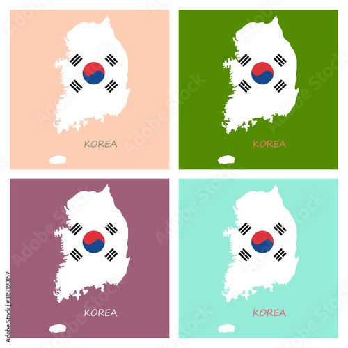 South Korea map flat icon with long shadow. Vector EPS10