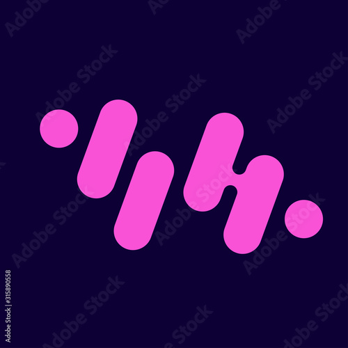 Simple abstract logo design template. Creative technology colorful logo in flat style isolated on black background. EPS 10