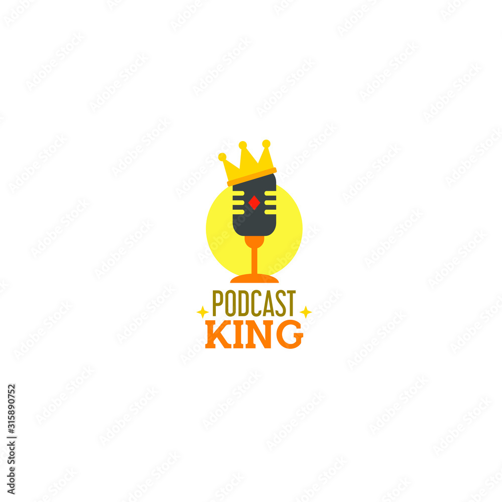 king podcast logo concept. symbol and icon of podcast king podcast logo concept. symbol and icon of podcast