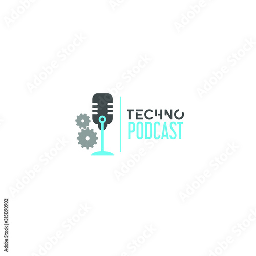 tech podcast logo concept. symbol and icon of podcast