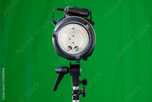 Flash light in front of a green screen