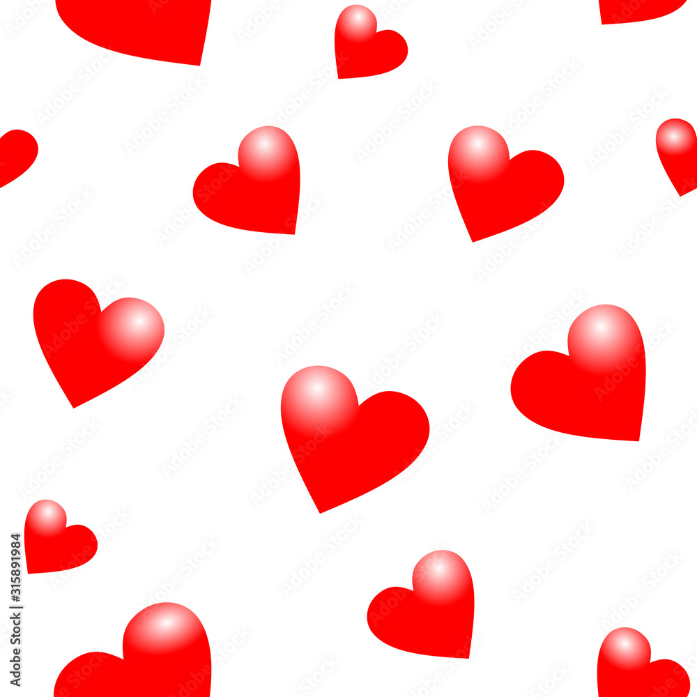 Seamless pattern with red gradient hears at white background. Vector color graphic illustration for love. Seamless pattern with red gradient hears at white background. Vector color graphic illustration for love.