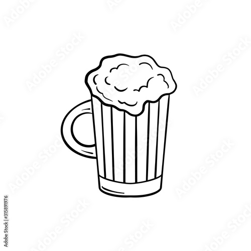 Glass of beer isolated on white background  hand-drawing. Vector vintage engraved illustration.
