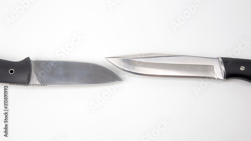 knives for camping and hunting on a white background. cutting tool. isolated object
