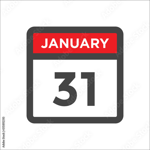 January 31 calendar icon including day of month