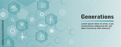 Generations and Aging Web Header Banner and Icon Set