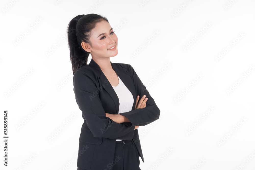 An attractive woman wearing business attire with various expressions isolated on white background. Suitable for image cut out and manipulation works for technology, business or finance theme. An attractive woman wearing business attire with various expressions isolated on white background. Suitable for image cut out and manipulation works for technology, business or finance theme.