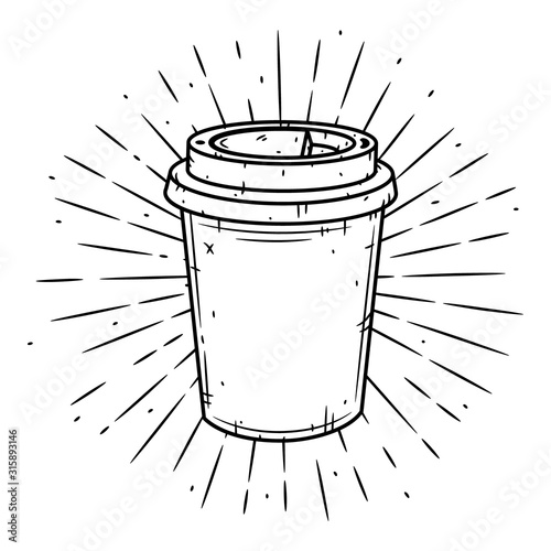 Coffee cup. Vector hand-drawn lettering for prints, posters, menu design. Cartoon coffee cup.