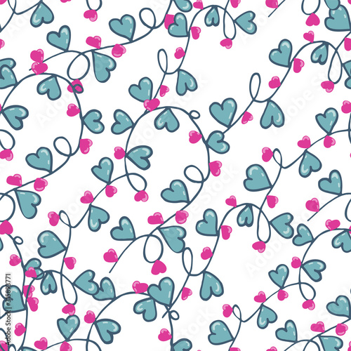 Vector seamless illustration with garlands of hearts. Ideal for paper, gift and textile products