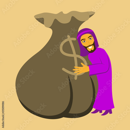 flat icon on theme Arabic business Muslim and bag money