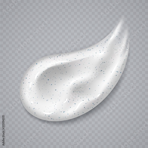 White cream or scrub smear isolated on a transparent background. Realistic cosmetic beauty skincare product sample. Moisturizing lotion. Vector illustration.