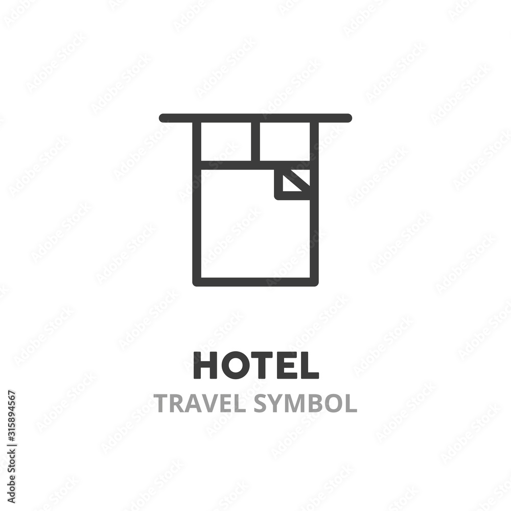 Hotel symbol line icon. Concept of travel and rest Vector illustration symbol elements for web design. Hotel symbol line icon. Concept of travel and rest Vector illustration symbol elements for web design.