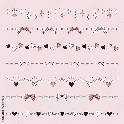ハートとリボン  装飾ライン / vector eps 