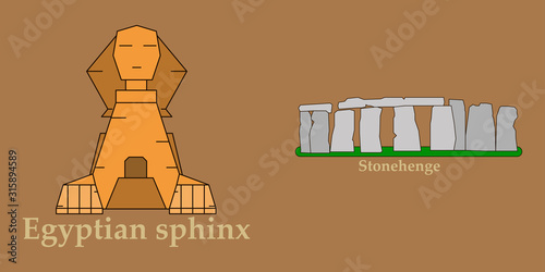 Travel, journey concept. Famous monuments of world countries. Vector illustration