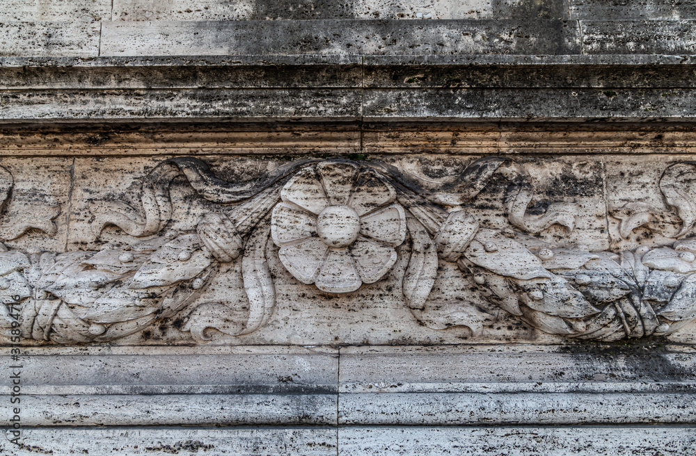  Vittorio Emanuele II bridge details, sculptures and statues in Rome, Italy