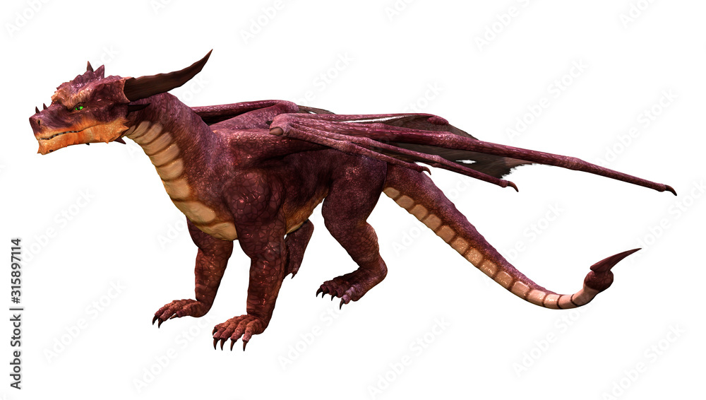 3D Rendering Fairy Tale Dragon on White 3D Rendering Fairy Tale Dragon on White