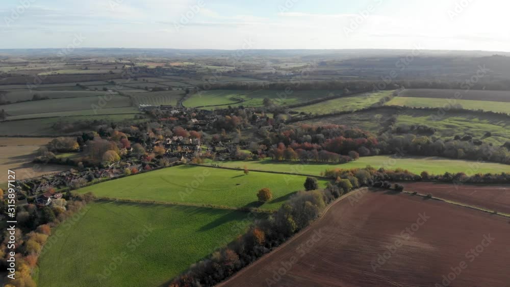 Chipping Broad Small Cotswold Village Aerial Landscape Autumn Chipping Broad Small Cotswold Village Aerial Landscape Autumn