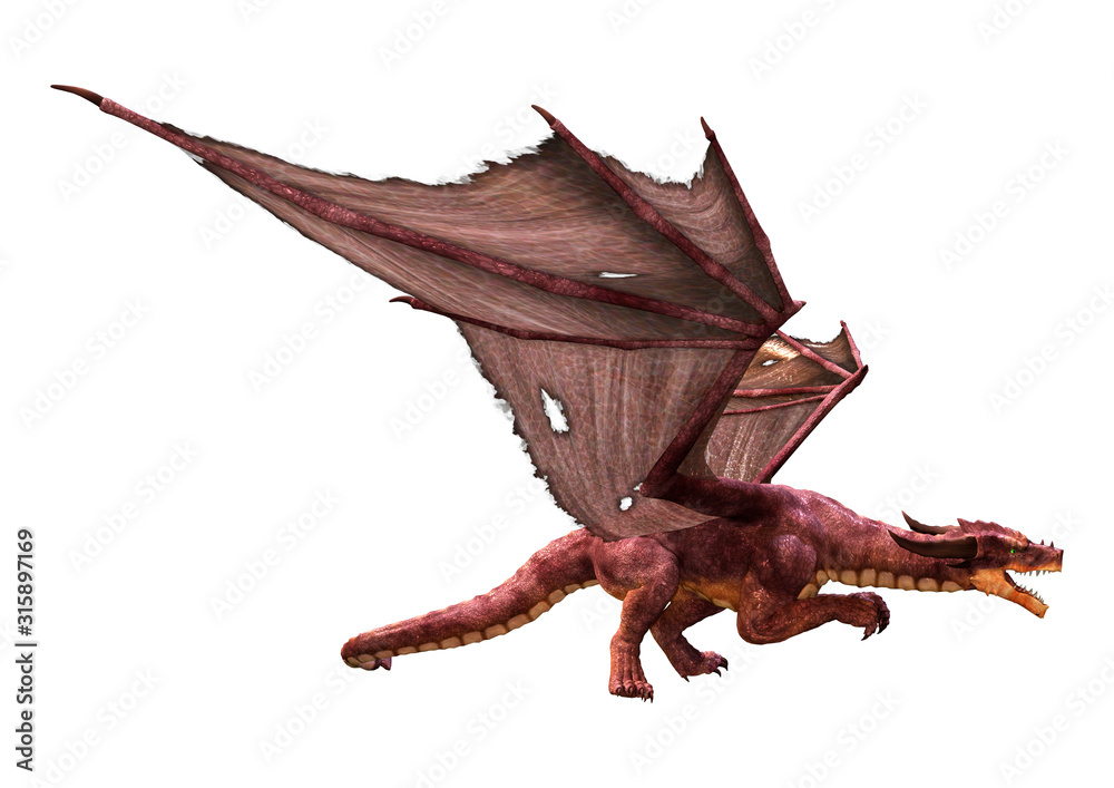 Fototapeta premium 3D Rendering Fairy Tale Dragon on White
