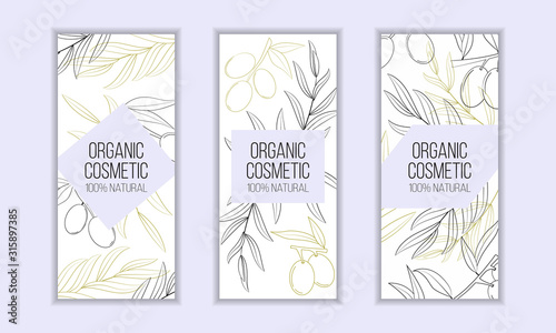 Herbal cosmetics card template. Modern illustration for design and web.