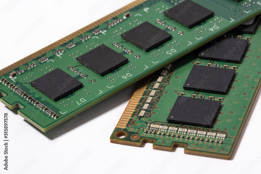 Computer Ram (Random Access Memory) on white background Computer Ram (Random Access Memory) on white background