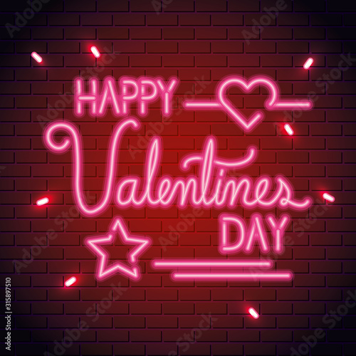 happy valentines day lettering of neon light