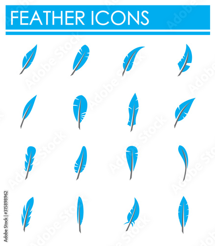 Feather icons set on background for graphic and web design. Creative illustration concept symbol for web or mobile app