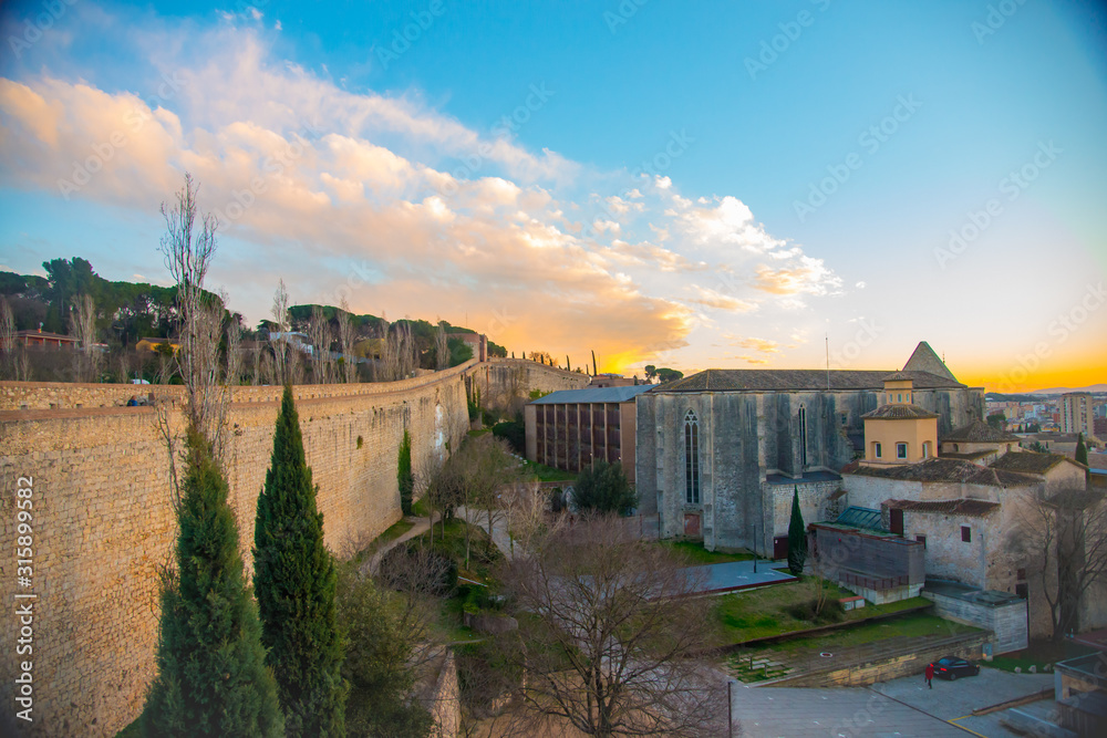 GIRONA, SPAIN - February 1, 2019: Cathedral of Girona is a roman catholic church in Romanesque and Gothic styles. It is located in Girona, Spain.