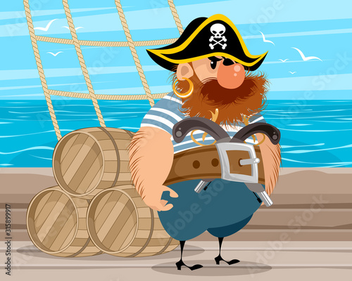 Pirate standing on a ship