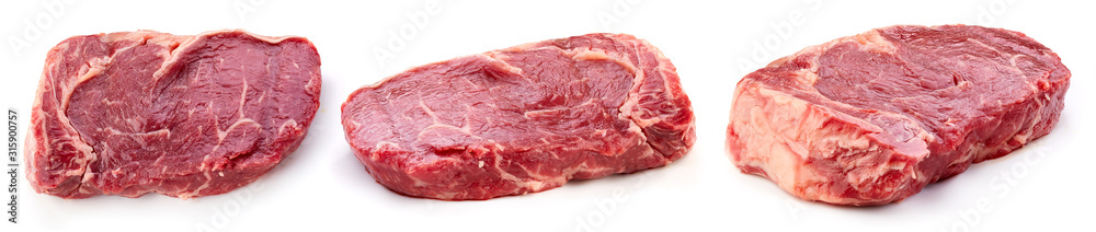 Beef steak isolated on white background. Raw beef isolated on white