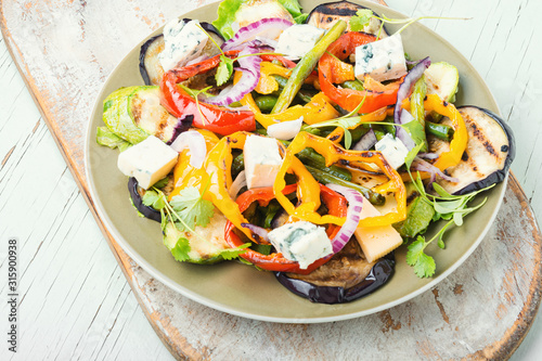 Grilled vegetables salad on plate