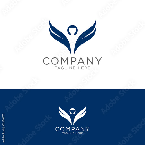 Logo design of combinations human with wings mature style