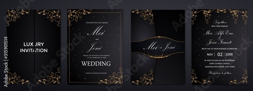 luxury Elegant wedding invitation design set photo