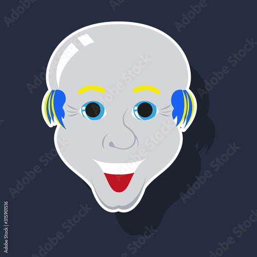 realistic paper sticker on theme humor bald-headed man