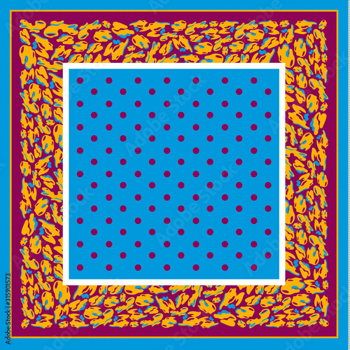 Silk scarf with dots and leopard spots.