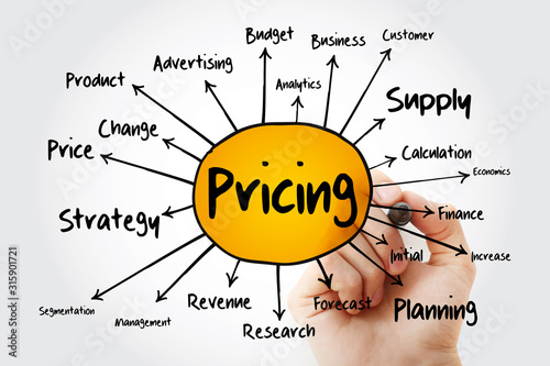 Pricing mind map flowchart with marker, business concept for presentations and reports photo