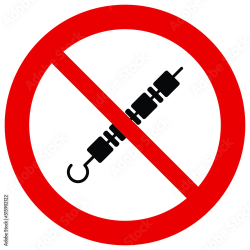 No barbecue  icon. no  grilled food icon prohibited sign.