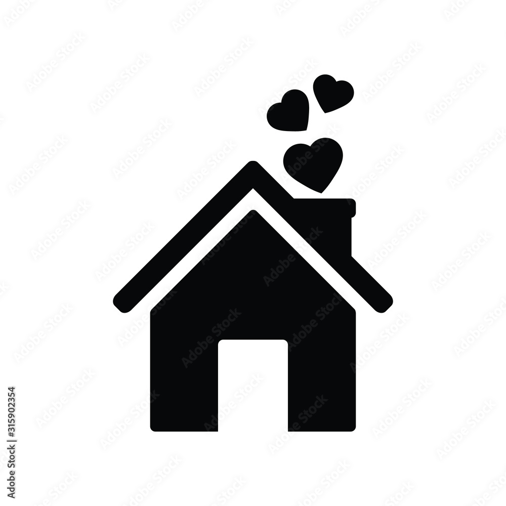 House with heart icon. Home love icon. Family happiness icon House with heart icon. Home love icon. Family happiness icon